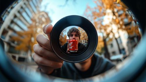 Proud young person holding soda up in camera
