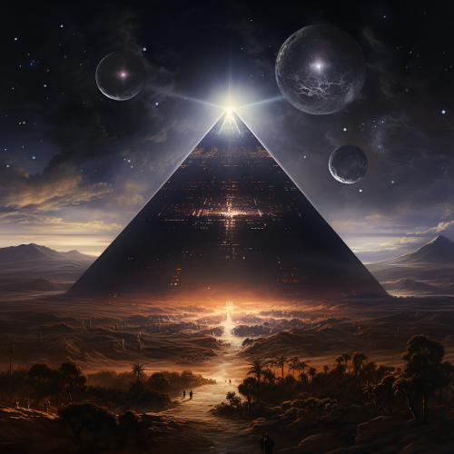 Spaceship with LED Lines in Galaxy