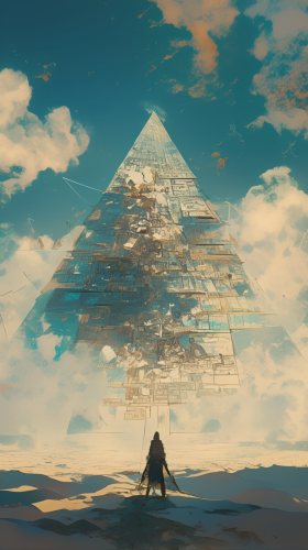 Pyramid with Half Stone and Sand Effects