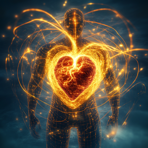 Radiant Human Figure with Golden Energy Torus Glow