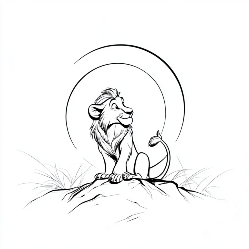 Rafiki introduces Simba in simple coloring page
