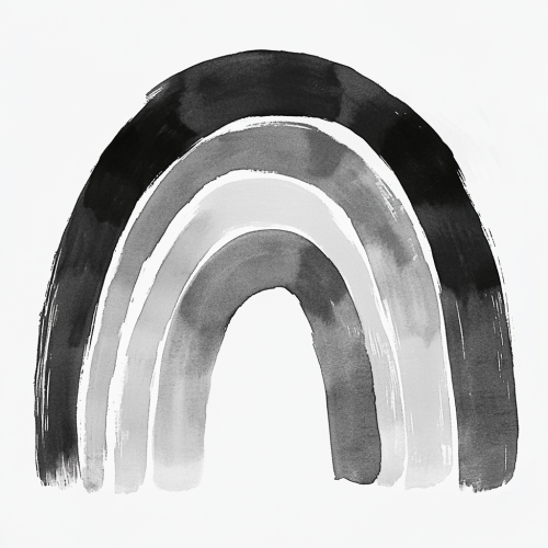 Rainbow in Black and White Ink Art