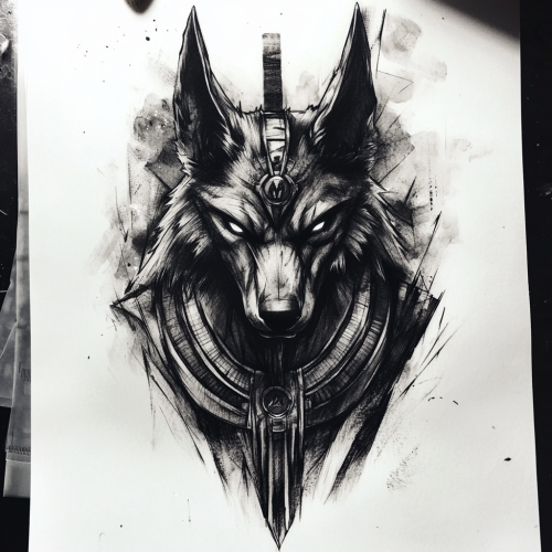 Realistic Anubis with high contrast on dark background