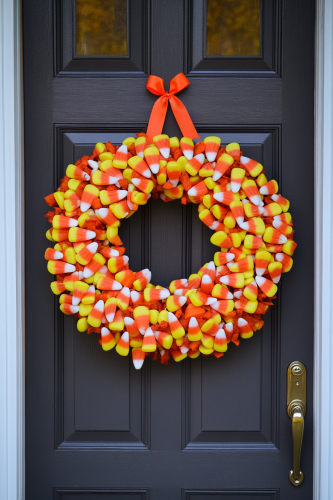 Realistic Candy Corn Wreath for Halloween Décor