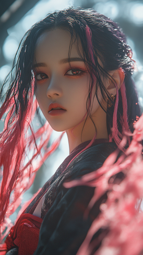 Realistic photography of Demon Slayer Nezuko Kamado.