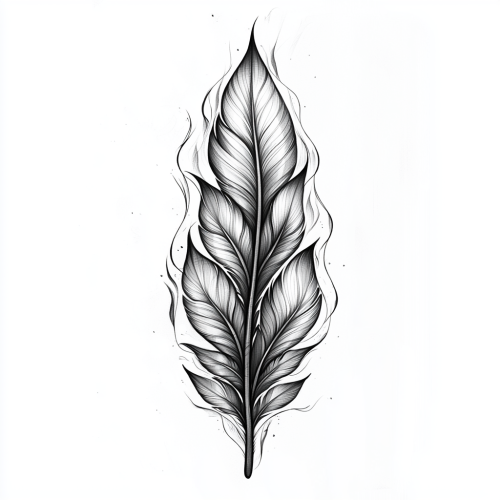Rebirth and resilience: feather turning into fire.