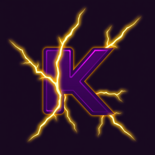 Regal Purple K Surrounded by Vibrant Lightning