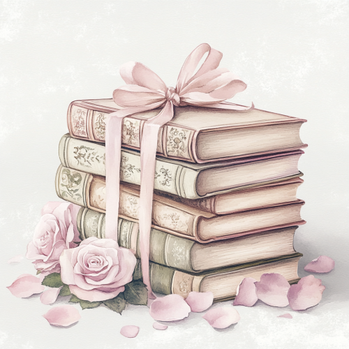 Romantic Book Covers and Roses Illustration