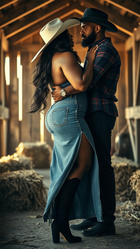 Romantic Country Setup with Elegant African American Couple