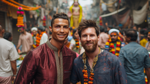 Ronaldo and Messi in India for festival photo. Ronaldo and Messi in India for festival photo.