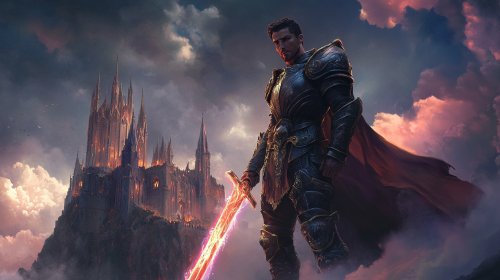 Ronaldo in knight armor with radiant sword (alt)