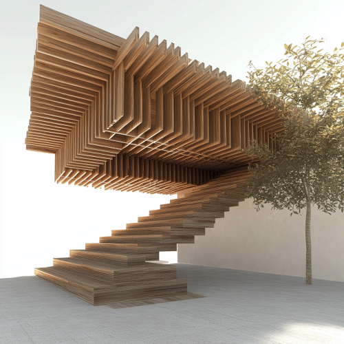 Roof with multiple layers rising like steps, platforms cascading. Roof with multiple layers rising like steps, platforms cascading.