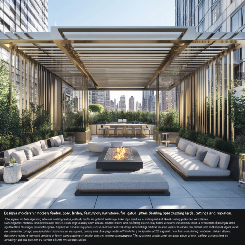 Rooftop garden oasis with modern luxury furniture and accessories. Rooftop garden oasis with modern luxury furniture and accessories.