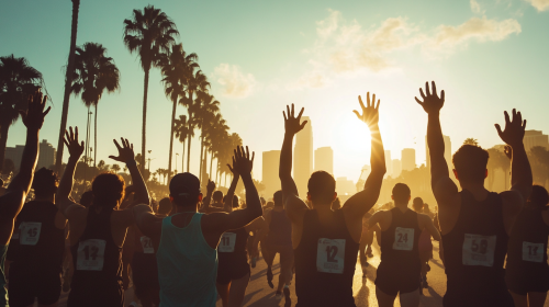 Runners Celebrate Olympic Glory at Los Angeles Stadium