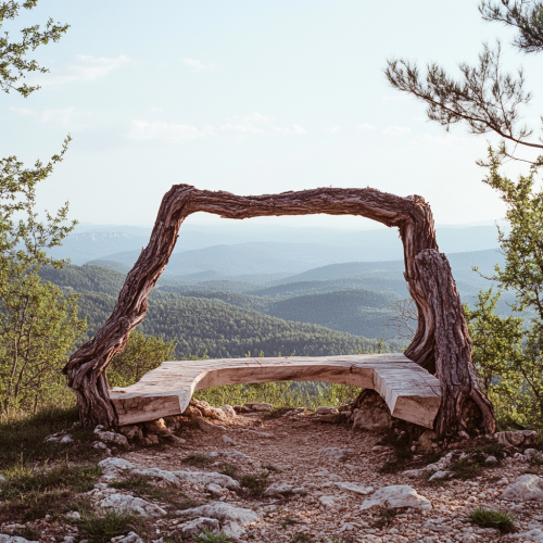 Rustic wooden mountain peak photo corner