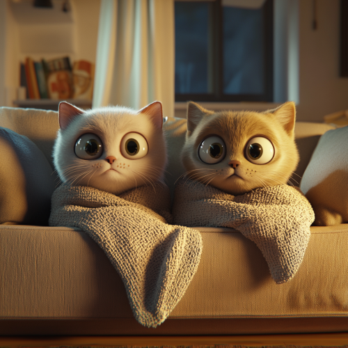 Sad cat crying, frightened cat, emotional scene.