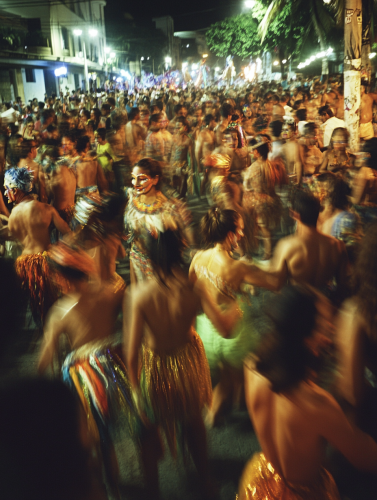 Samba dancers joyfully dance in Brazil's Carnival