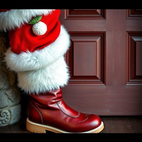Santa's Realistic Boots by the Door