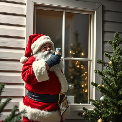 Santa Carrying an Aluminium Window