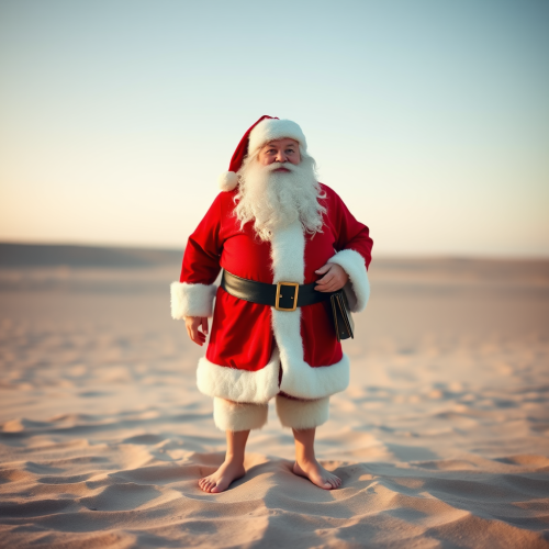 Santa with Bare Feet on the Sand