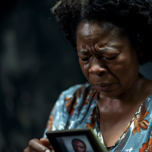 Scene with Gloria grieving brother's death, husband comforts. Scene with Gloria grieving brother's death, husband comforts.