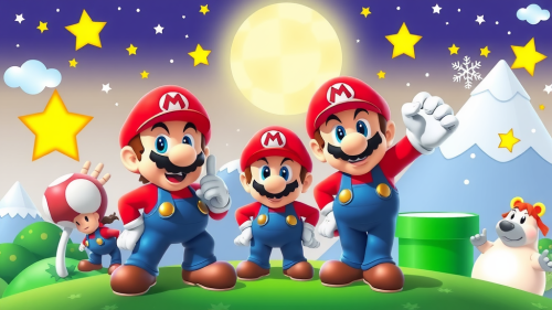 Seasonal Super Mario Character Backgrounds for PowerPoint