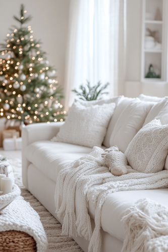 Serene Winter White Living Room for Minimalist Christmas