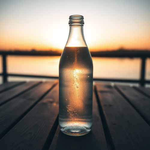Serenity: Water bottle glass in warm light