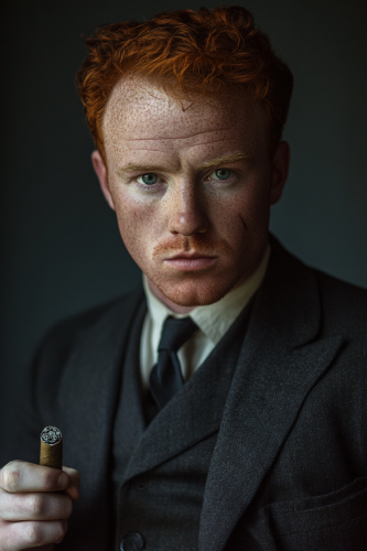 Serious Irish Man in Business Suit with Scar