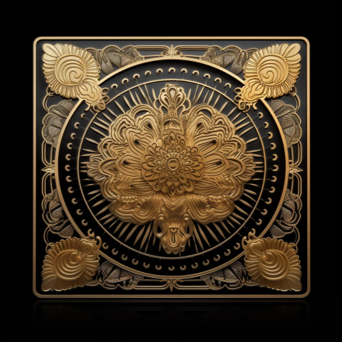 Shiny gold and bronze turkey sticker on black