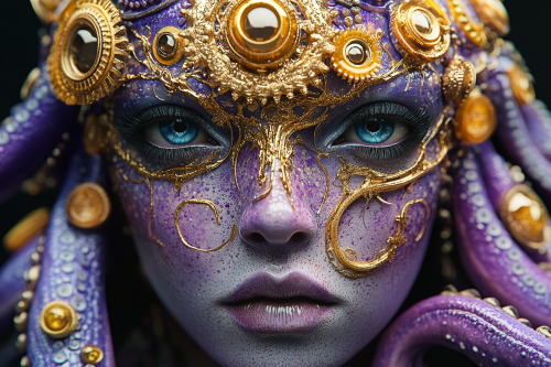 Shiny purple tentacles cyberpunk stand-alone headdress image