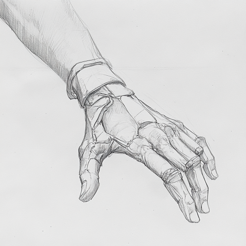 Single wrist sketch with metal attachment, ISO view concept.