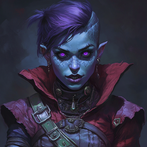 Sinister Young Female Orc in Fantasy Portrait
