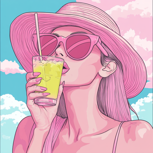 Sipping Lemonade in pop art style