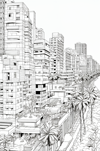 Sketch of city of Praia do Nautico, Fortaleza, architectural lines. Sketch of city of Praia do Nautico, Fortaleza, architectural lines.