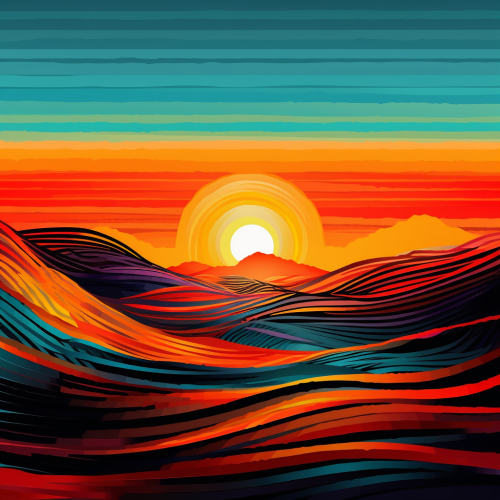Sky stripes at sunset in abstract style