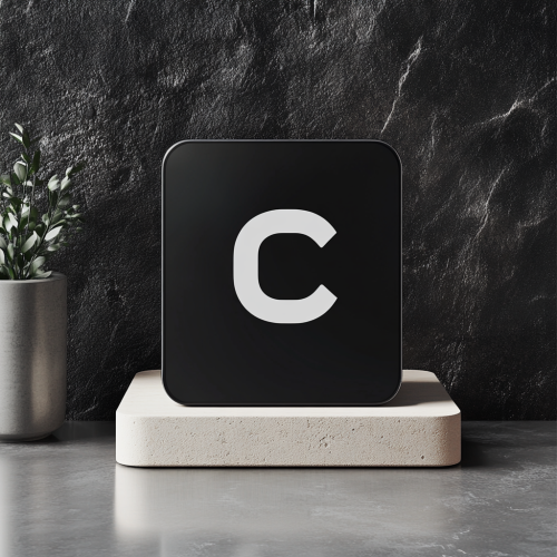 Sleek 'C' code icon for YouTube profile.