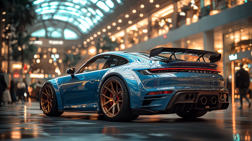 Sleek Gulf Blue Car Wheel in Closeup