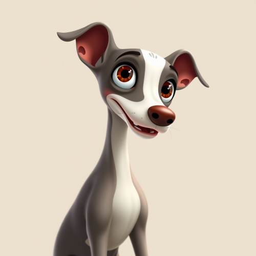 Small Happy Italian Greyhound in French Animation
