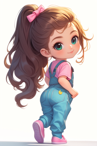 Smiling Girl in Cute Waterpink Outfit