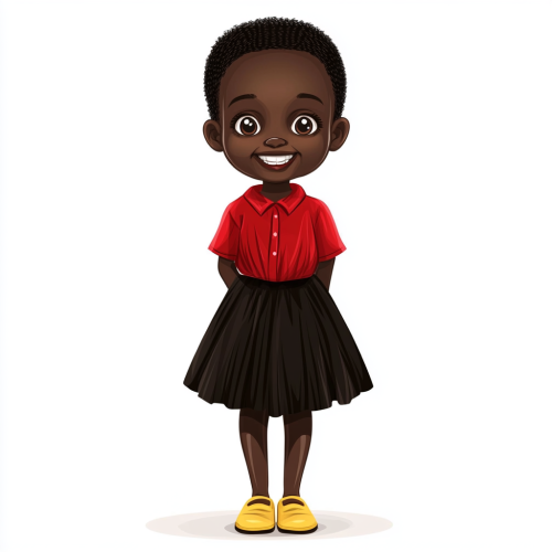 Smiling South Sudanese girl in colorful outfit