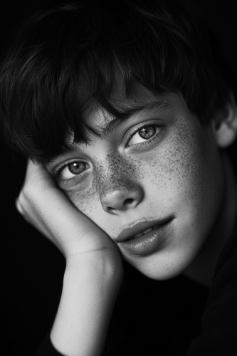 Smiling Young Boy in Close-Up Portrait