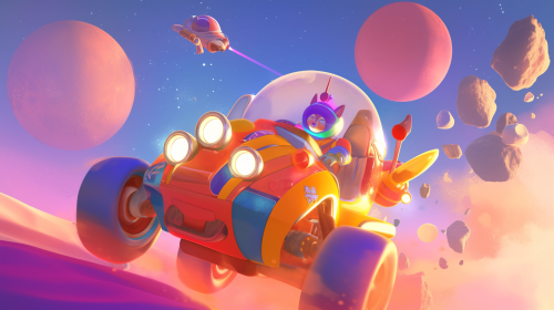 Space Adventure: Robot-driven Car with Animal Friends