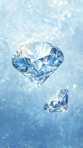Sparkling Diamonds on Blue Gradient Background