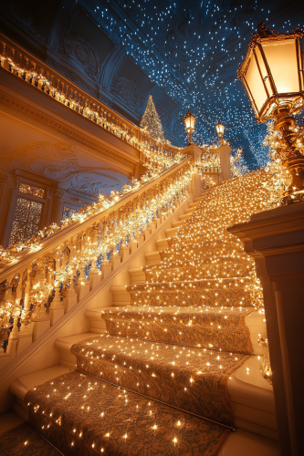 Sparkling Staircase: A Magical Christmas Decor