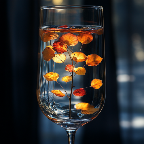 Sparkling autumn park in a crystal glass