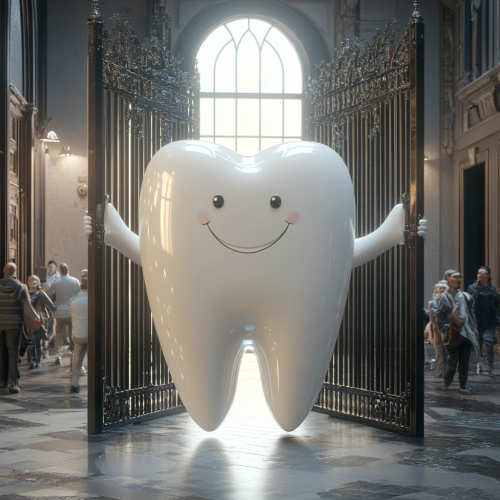 Sparkling tooth welcomes people to dental wonderland