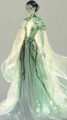 Sparkling white gown with delicate embroidery