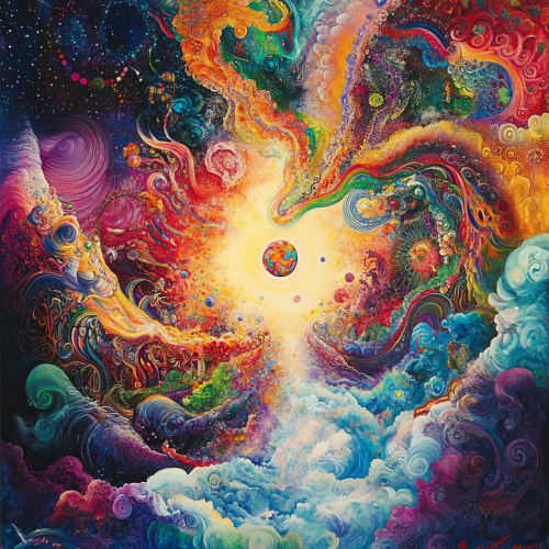 Spherical shape surrounded by swirling Chinese elements and colors. Spherical shape surrounded by swirling Chinese elements and colors.