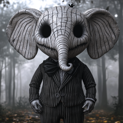 Spooky Elephant in Jack Skellington Costume Forest